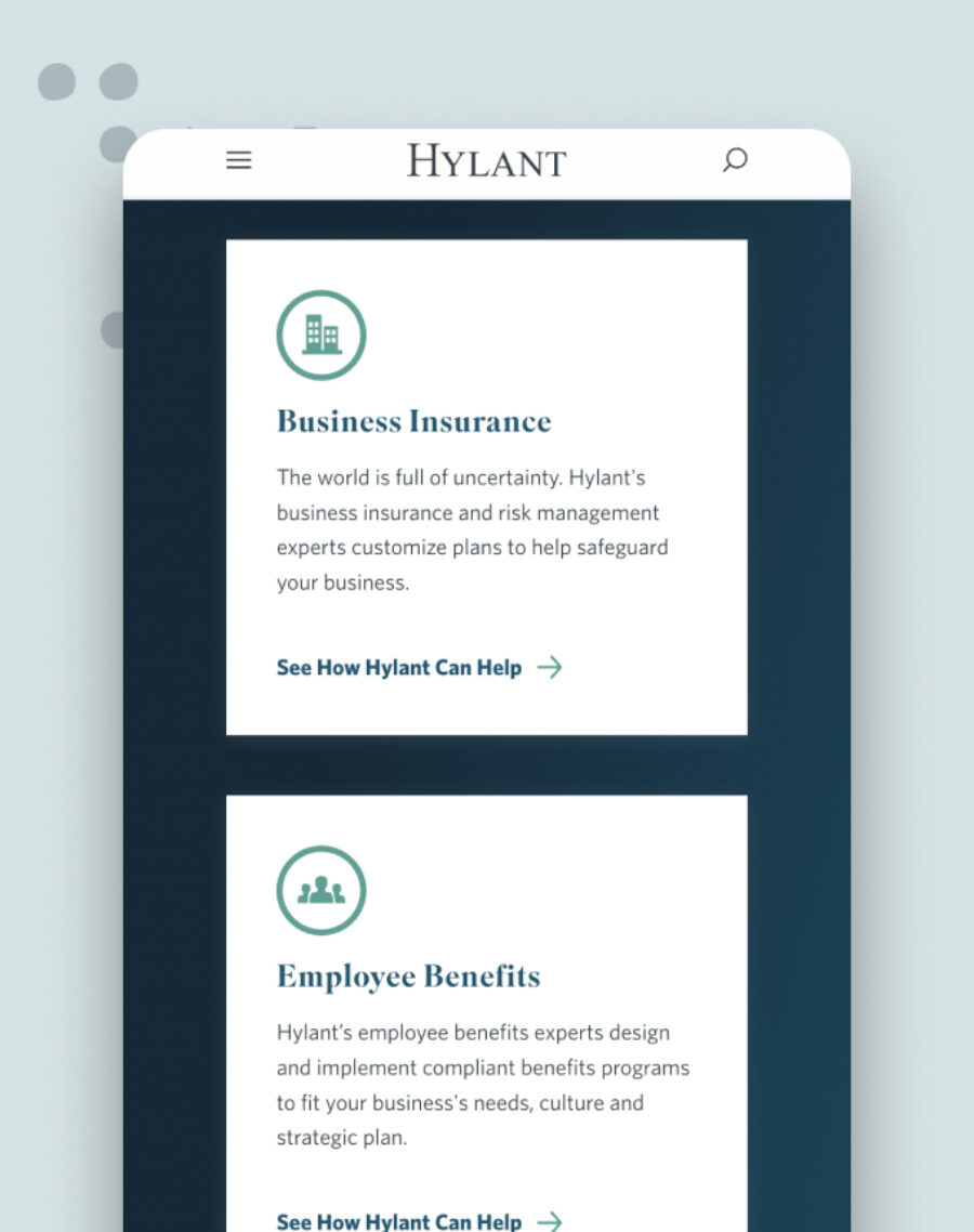 Mobile webpage mockup
