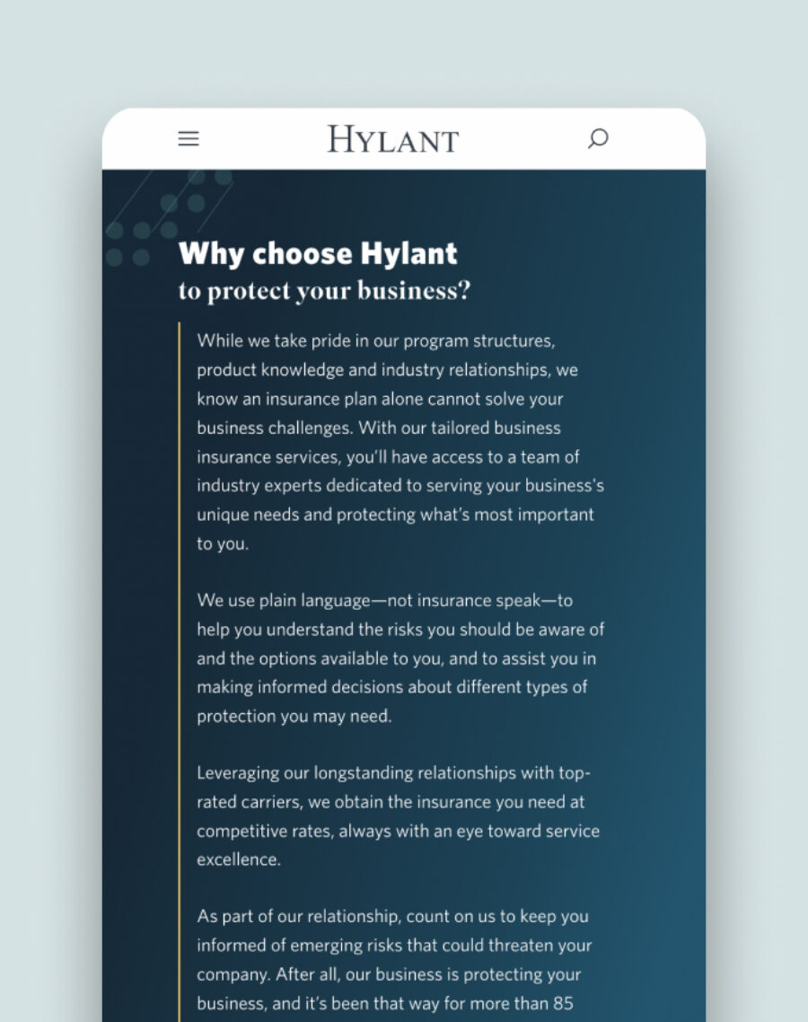 Mobile webpage mockup