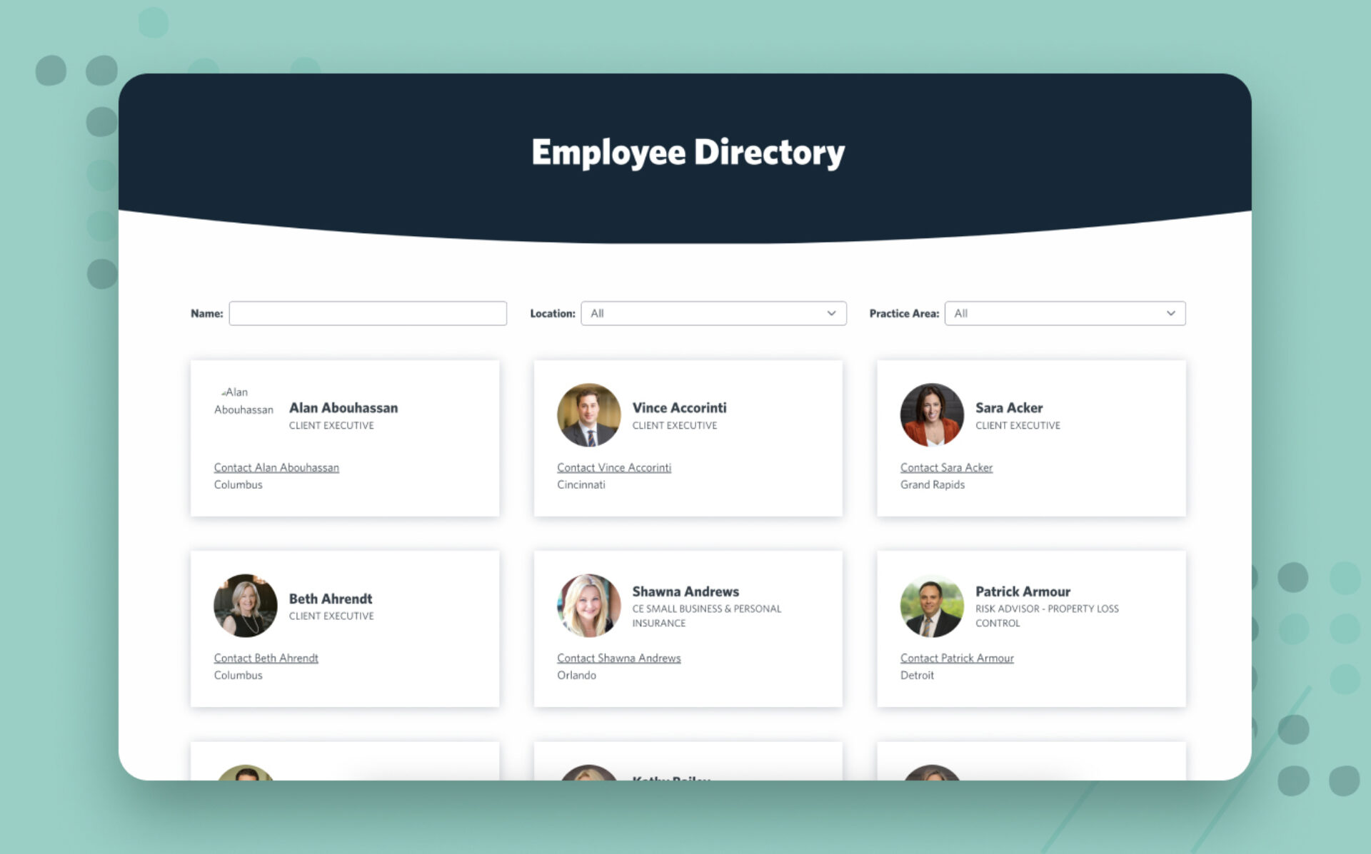 Website employee directory